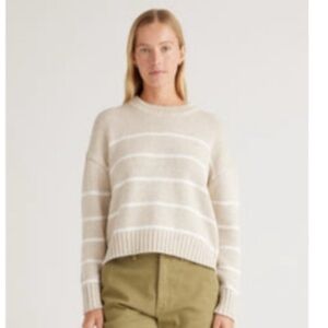 Quince 100% Cotton Striped Crew Sweater